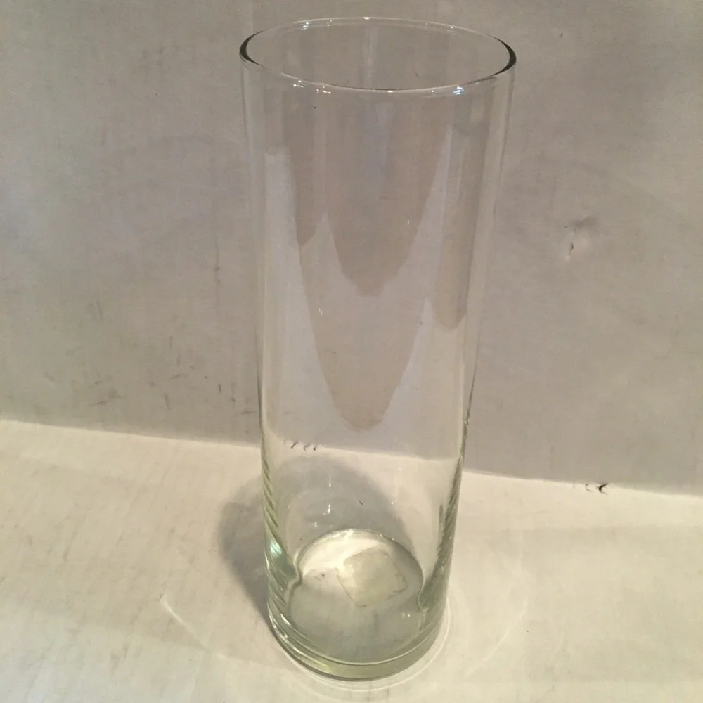 Set of 2 Clear Cylinder Glass Vases